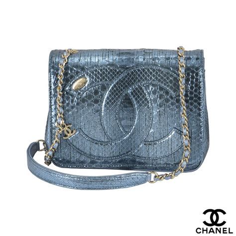 chanel blue black python bag|Chanel python bags for sale.